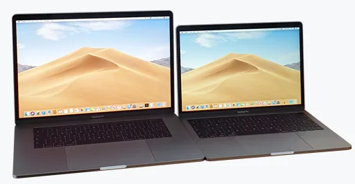 Apple MacBooks side by side in the shop